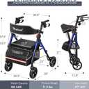 Walkers for Seniors, Rollator Walker with Seat, Walkers for Seniors with seat, 350 lb Capacity,with 8'' Big Wheels, Rolling Walker (Blue)