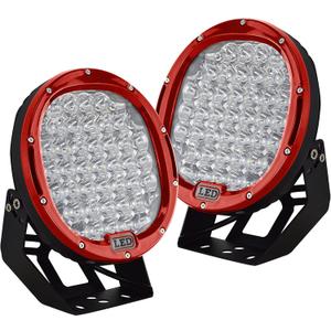 AUXTINGS 9 inch 96W Red Round Led Light Bar Spot Beam Offroad 4x4 Work Light 12V 24V Driving Fog Lamps for Jeep Truck Off-Road Vehicles 4x4 Atvs Utvs