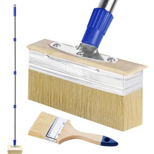 7" Deck Stain Brush Applicator with 60" Long Handle, 3" Paint Brush Included for Woodstains, Oils, Decking, Decking Stains, Deck Coatings, Fence Wall Furniture Paints