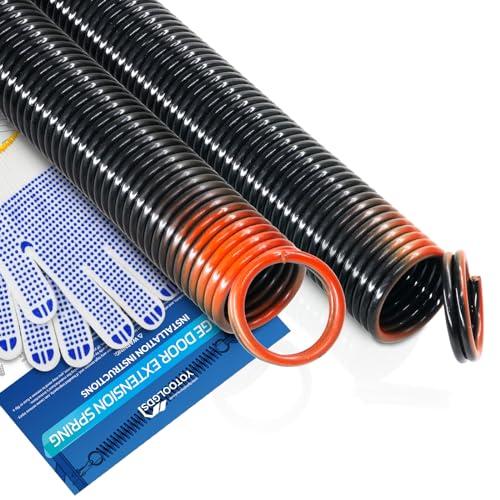 YoTooLGDS Pair of 170 lbs Heavy Duty Garage Door Extension Springs Stretch Springs, 25” Long, Double Loop Ends, High Precision Electrophoresis Black Coated,MIN 16,000 Cycles,for 7ft High Garage Doors