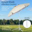AMMSUN Shade Umbrella, Premium Portable Umbrella with Stand, 6.5ft Lightweight Free Standing Canopy for Sporting Games, Adjustable Instant Sun Protection and Easy to Carry, Beige