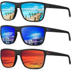 KALIYADI Polarized Sunglasses Men, Lightweight Mens Sunglasses Polarized UV Protection Driving Fishing Golf (Ice Blue/ Dark Blue/ Green)