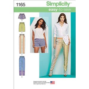 Simplicity Easy-to-Sew Pattern 1165 Misses Slim Pull-on Pants, Long, or Short Shorts Sizes 6-8-10-12-14 Simplicity Easy-to-Sew Pattern 1165 Misses Slim Pull-on Pants, Long, or Short Shorts Sizes 6-8-10-12-14