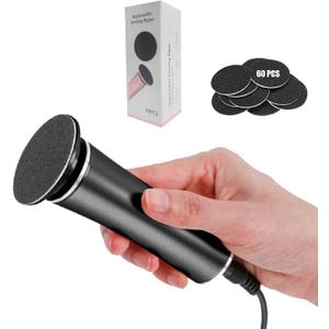 Electric Foot File Callus Remover Professional Foot File Pedicure Tools Adjustable Speed 60pcs Replacement Sandpaper disc Easy to Remove Cutin Dead Skin calluses(Black 60pcs) (60 Count (Pack of 1))