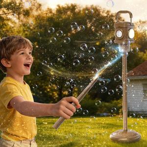 Automatic Bubble Machine for Kids & Toddlers 1-3, Remote Control LED Street lamp Bubble Toy for Indoor House Outdoor Play, Summer Water Toys for Toddler Baby Boy Girl Birthday Party Gifts