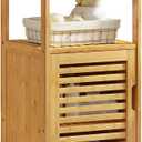 VIAGDO Bamboo Cabinet, Bathroom Storage Cabinet with Single Door and Shelf, Freestanding Bathroom Cabinet, Kitchen Cupboard, Sofa Side Table for Living Room/Hallway/Kitchen, Small