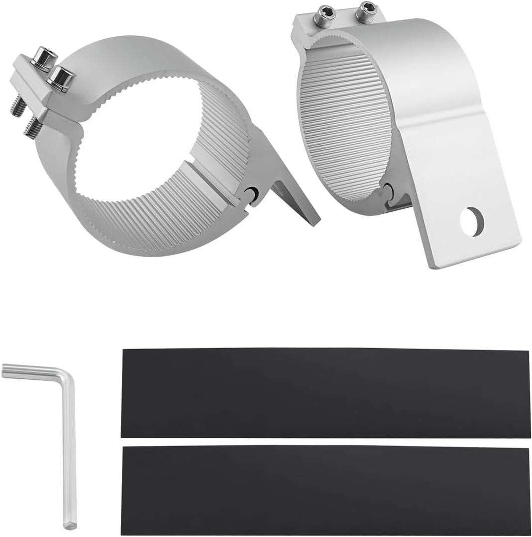 3Inch Silver Tube Clamp LED Light Bar Mounting Bracket Bull Nudge Bar Mounts Clamp Kit Adjustable for Off Road SUV ATV Truck Motorcycle Boat 2PCS