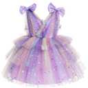 IMEKIS Toddler Girls Butterfly Birthday Dress Rainbow Tulle Formal Wedding Party Ruffle Tutu Dresses Photo Shoot, Size Small