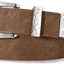 XZQTIVE Western Belt for Women, Cowgirl Cowboy Suede Belt for Jeans Pants, Vintage Belts with Silver Buckle, Country Style