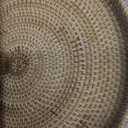 Rattan Large Serving Tray, Wicker Round Fruit/Bread Serving Basket, Extra Large Decorative Ottoman Tray for Living Room, Coffee Table, Breakfast, 16.9 inch