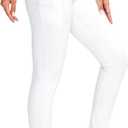 G Gradual Women's Fleece Lined Winter Leggings with Pockets Water Resistant High Waisted Thermal Warm Pants Running Hiking (White)