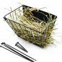 Black Metal Rabbit Foldable Hay Feeder - Hay Rack Holder for Bunny, Rabbit Accessories and Supplies (Black) (Medium)