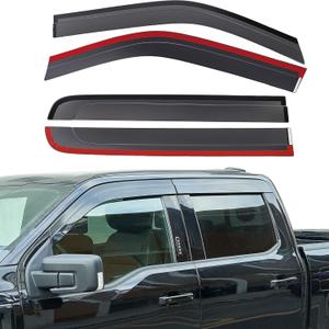 JOYTUTUS Low Profile Vent Visor Compatible with 2015-2024 Ford F150, 2017-2024 F-150 Raptor Crew Cab, Outside Mount Car Window Rain Guards Deflectors, Vent Shades Accessories