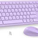 LeadsaiL Purple Wireless Keyboard and Mouse Combo, Full-Sized Ergonomic Computer Keyboard, 2.4GHz USB Cordless Keyboard Silent Mouse Set, 12 FN Shortcuts for Windows MacOS Laptop Computer