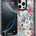 Magnetic for iPhone 16 Pro Max Case [Compatible with MagSafe] Aesthetic Floral Flower Pattern Design, Clear Slim Shockproof Protective Phone Cover for Women Girls