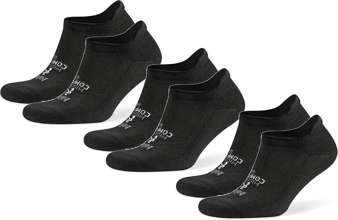 3 Pairs Balega Hidden Comfort Performance No Show Athletic Running Socks for Men and Women, Black, Small