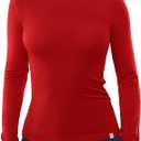 Women's Merino Wool Blend Shirts Long Sleeve Tops Crew Neck Fitted Basic Tee Cozy Embrace Collection XS