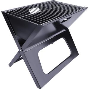 YSSOA 20 Portable Grill Charcoal Barbecue Grill, Folding Grill Notebook Shape, Detachable Collapsible, Mini Tabletop Camping Grill BBQ, Black