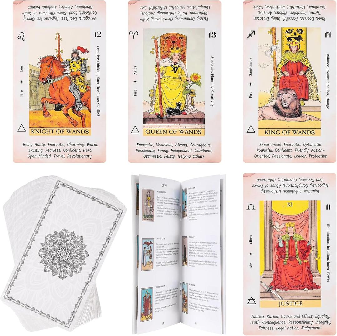 Tarot Cards for Beginners, 78 Original Tarot Deck Card with Guide Book, Durable Tarots Cards with Meaning on Them