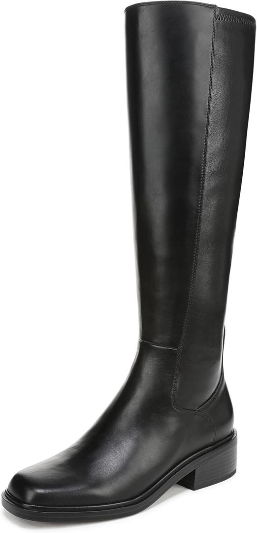 Franco Sarto Womens Gisella Mid Calf Boot Black Leather 7 M (Black)