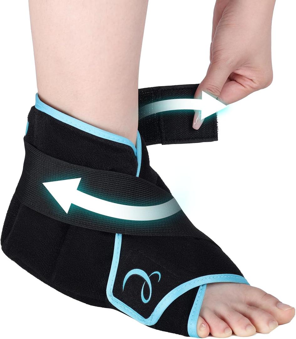Comfytemp Ankle Ice Pack Wrap for Plantar Fasciitis Relief, FSA Eligible HSA, Foot Support Brace for Sprain, Achilles Tendonitis, Heel Spur, Swelling, Hot Cold Compress Sleeve, Get Well Gift - 1 Pack