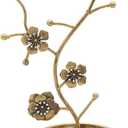Gold Orchid Blooms Jewelry Display Stand | Faux Crystal Dcor | Tree Tower Rack Hanging Organizer for Rings Earrings Necklaces Bracelets | Holder Organizer Tray Storage