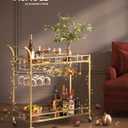 VASAGLE Bar Cart Gold, Home Bar Serving Cart, Wine Cart with 2 Mirrored Shelves, Wine Holders, Glass Holders, for Kitchen, Dining Room, Gold ULRC090A03