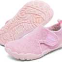 Toddler Winter Slippers Soft Warm Fleece Cozy House Non Slip Lightweight Bedroom Slippers for Girls Boys (Pink)