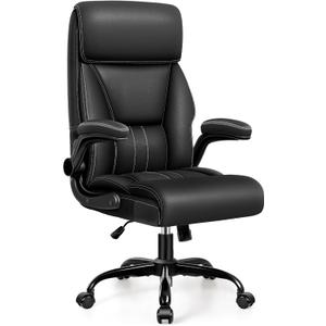 Guessky Executive Office Leather Chair with Footrest, Ergonomic Home Office Desk Computer Rolling Chairs, 90°-135°Reclining High Back Chair with Lumbar Support, Adjustable Tilt Lock (Coffee)