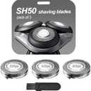 SH50 Shaver Replacement Heads Compatible with Philips Norelcos Series 5000 Razors, Rotary Replacement Blades with High Performance - Fast, Smooth and Close, 3Packs. (Silver)