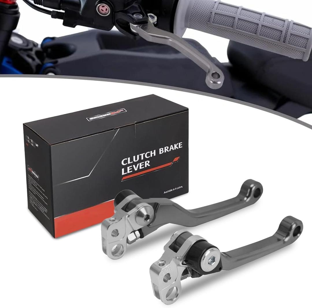 JFG RACING Brake Levers for Surron Light Bee,CNC Foldable Adjustable Handle Bar Levers Replacement for Dirt Bike Surron Light Bee X and S/X160/X260-Grey (Titanium)