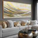 Artexist Gold Home Wall Decor Line Canvas Wall Art Vintage Artwork 29"x58" Large Poster for Living Room Office Kitchen Pictures