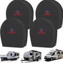 RV Tire Covers 4 Pack, Tough Tire Wheel Protector for Truck, SUV, Travel Trailer, Camper, Motorhome, Boat, Van, PU Oxford Waterproof Sun Rain Snow Protector Cover, Fits Tire Diameters 26-29 inch