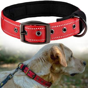 ADITYNA Dog Collars for Medium Dogs - Padded Ultra Comfortable Soft Neoprene, Reflective, Heavy Duty - Red Medium Collar (Medium: Fit 15-20" Neck)