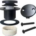 Universal Matte Black Tub Drain and Overflow Kit - Complete 2-Hole Tip-Toe Trim Set with Easy Installation & Fine/Coarse Threads