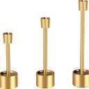 YUMORE 3-Packs Taper Candle Holders - Pillar Candlesticks Solid Stainless Steel Stands for Church, Wedding Centerpieces, Dining Table, Mantel Decor, Fireplace Party, Modern Farmhouse(Gold)