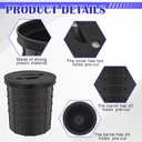 Perforated Sump Basin with Lid Sump Pump Basin Bucket with Drilled Holes for Crawl Spaces,Yards,Patios and Driveways(Black,13 x 11.4 x 15 Inch)