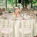 12 Pack Ivory Satin Tablecloth, 120 Inch Round Silky Satin Table Cloth, Bright Silk Tablecloth Smooth Fabric Table Covers Overlay Silky Tables Decoration for Wedding Party Banquet Birthday