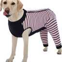 Kuoser Dog Recovery Suit, Anti Licking Dogs Rear Leg Sleeve, Abdominal Dog Surgical Suit with Pants Cover Protect Wounds, Dogs Elbow Protector Soft Pet Surgery Onesie Cone Alternative, Pink 2XL (2X-Large (Back Length: 52CM / 20.47"))
