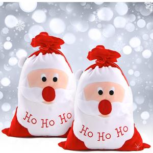 KatchOn, Large Christmas Gift Bags - 27x16 Inch, Pack of 2 Premium Canvas Material | Santa Sacks Drawsting | Red and White Ho Ho Ho Ho Santa Bags | Christmas Goodie Bags, Xmas Party Decorations
