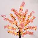 Sunm Boutique 3 PCS Silk Cherry Blossom Branches - Lighted Brown Twig Branches, Artificial White Flower Stems, 39'' Faux Tree for Wedding Home Decor