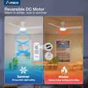 Amico Ceiling Fans with Lights, 52 inch Low Profile Ceiling fan with Light and Remote Control, Flush Mount, Reversible, 3CCT, Dimmable, Noiseless, White Ceiling Fan for Bedroom, Indoor/Outdoor Use