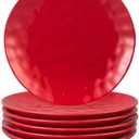 vicrays Ceramic Dinner Plates Set, 10 Inch, Microwave, Oven, Dishwasher Safe, Round, Porcelain Fluted Suitable for Steak, Pasta, Pizza, Home, Restaurant - Set of 3 Red