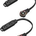 DEWENWILS 1FT 360 Rotating Flat Plug Extension Cord/Wire, 16AWG Multi 3 Outlet Extension Cord, 3 Prong Grounded Wire for Indoor Small Appliances, 2 Pack, ETL Certified, Black