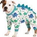 LovinPet Large Dog Pajamas, Four-Leg Stretch Onesie Bodysuit, Lightweight UV-Shielding Pajamas, Anti-Lick Calming Recovery Suit for Surgery, Pull-On for Medium and Large Breeds,White Blue,M