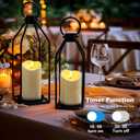 Homemory Modern Farmhouse Lantern Decor with Waterproof Flameless Candle & Remote Timer, 2PCS Black Metal Candle Lantern Decorative for Outdoor Indoor Home Living Room Patio Porch Table