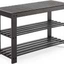 DUMOS Wooden Shoe Rack Bench with Storage, 3-Tier Bamboo Entryway Benches, Shoe Rack Holds Up to 286 lb Storage Organizer, 11.3 x 27.6 x 17.8 Inches, Suitable for Bedroom Living Room Balcony, Brown
