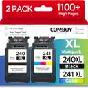 PG-240XL/CL-241XL Ink Cartridges Compatible for Canon 240XL 241XL Combo Pack for Canon PIXMA MG3620 MG3600 TS5120 TS5100 MG3220 MG3520 MG2120 MX472 Printer (1 Black,1 Tri-Color)
