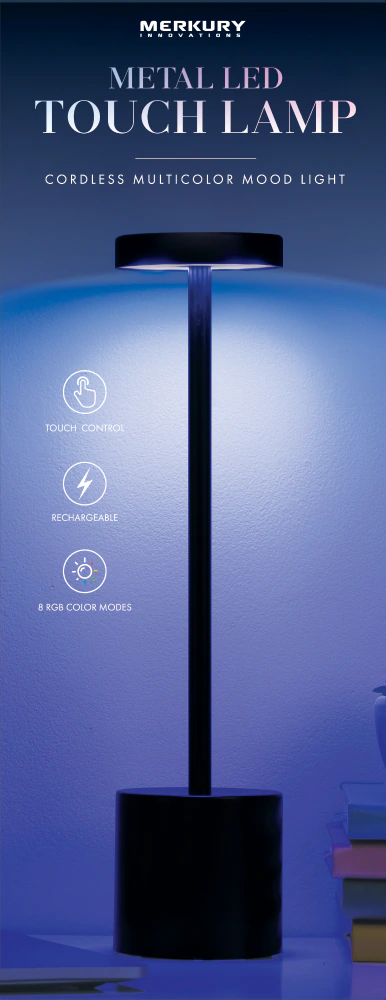 Merkury Touch Metal Lamp W RGB LEDs BK