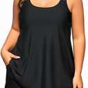 Plus Size Tankini Swimsuits - Women Two Piece Tankini Top with Shorts Flowy Swimsuit 2025 Bathing Suits (Black) 22 Plus